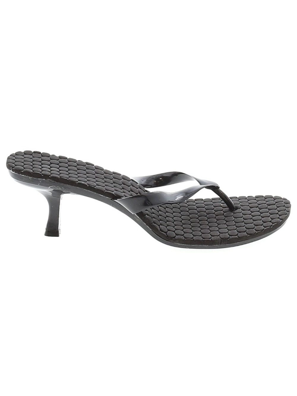 JEFFREY CAMPBELL Size 7 Black 2.5” Kitten Heel Thong Sandals *Rare*